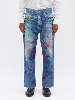 推荐Third Cut floral-print wide-leg jeans商品