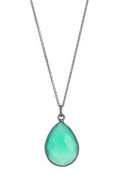 ADORNIA | Adornia Single Green Onyx Bezeled Pendant Necklace silver商品图片,3.7折