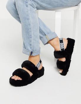 推荐UGG Oh Yeah logo double strap sandals in black商品