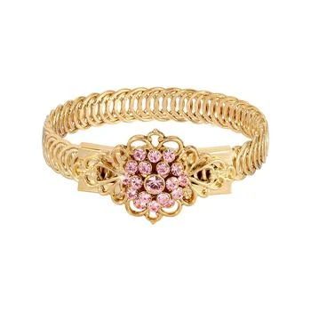2028 | 14K Gold-tone Pink Flower Overlay Belt Bracelet,商家Macy's,价格¥410