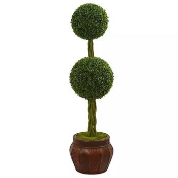 NEARLY NATURAL | 4.5' Boxwood Double Topiary Artificial Tree in Decorative Planter,商家Macy's,价格¥2423