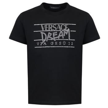 Versace | Black Crystal Logo T Shirt商品图片,4折×额外9折, 额外九折