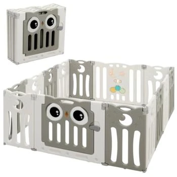 Hivvago | 14-Panel Baby Playpen Kids Activity Center Foldable Play Yard with Lock Door,商家Premium Outlets,价格¥1428