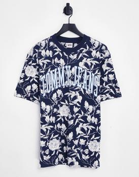 Tommy Jeans | Tommy Jeans cotton collegiate logo t-shirt in navy floral print - NAVY商品图片,7.5折