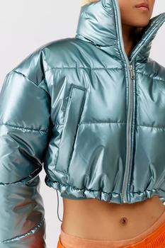Urban Outfitters | UO Taryn Metallic Cropped Puffer Jacket商品图片,额外7折, 额外七折
