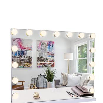 商品Fenchilin | Large Hollywood Vanity Mirror With Lights Bluetooth Tabletop Wall Mount Metal White,商家Verishop,价格¥1460图片
