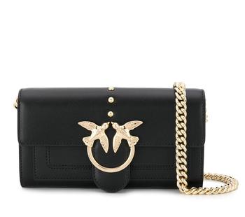 pinko bag链条包, PINKO | Black Leather Love Chain Wallet商品图片 5.6折