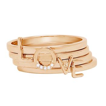 商品Adornia Love Ring Stack 14k Rose Gold Vermeil .925 Sterling Silver,商家折扣挖宝区,价格¥144图片