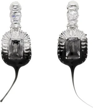 Ottolinger | Silver & Black Diamond Dip Clip Earrings,商家SSENSE,价格¥2761