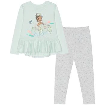 Disney | Little Girls Tiana Long Sleeve Peplum Top with Leggings Set 3.4折