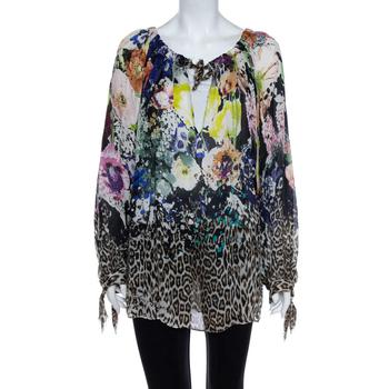 推荐Just Cavalli Multicolor Floral & Animal Printed Silk Tunic M商品