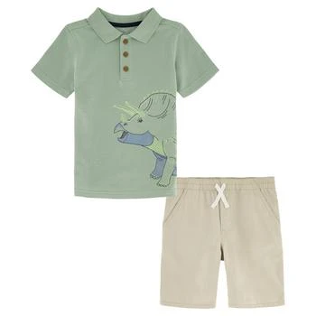 KIDS HEADQUARTERS | Toddler Boys Printed Pique Polo Shirt and Twill Shorts, 2 Piece Set 6折×额外8折, 额外八折