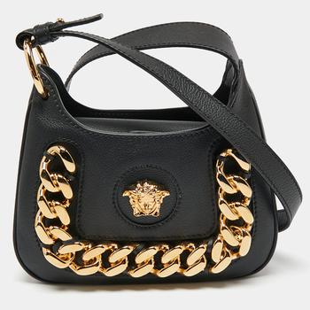 范思哲女包皮箱, Versace | Versace Black Leather La Medusa Crossbody Bag商品图片 6.7折, 满1件减$100, 满减