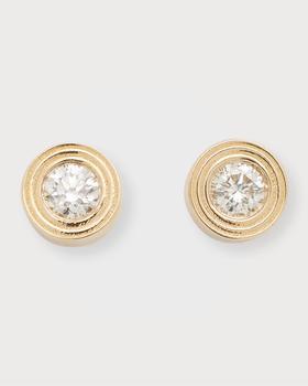 商品Sydney Evan | Fluted 14K Gold and Diamond Stud Earrings,商家Neiman Marcus,价格¥14329图片