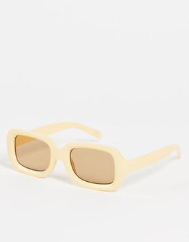 推荐ASOS DESIGN square sunglasses in yellow with tonal lens - YELLOW商品