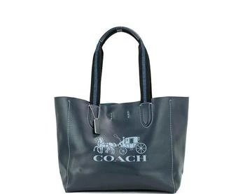 推荐COACH Derby Medium Navy Pebble Leather Horse Carriage Tote Handbag Purse商品