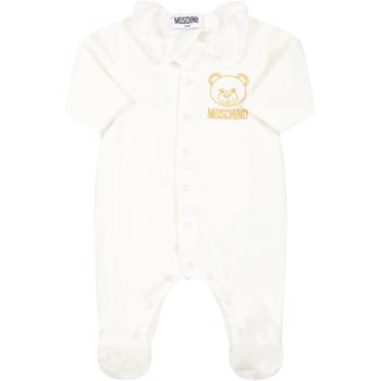 商品Moschino | Moschino Ivory Jumpsuit For Baby Girl With Golden Logo,商家Italist,价格¥1263图片
