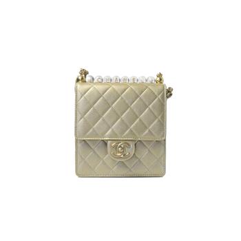 Chanel | Chanel Goatskin Acrylic Beads & Gold-Tone Metal Flap Bag Gold商品图片,