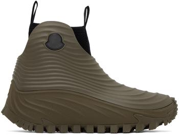 商品Moncler | Khaki Aqua High Rain Boots,商家SSENSE,价格¥3537图片