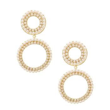 商品Ettika Jewelry | Crystal Imitation Pearl Double Ring Earrings,商家Macy's,价格¥430图片