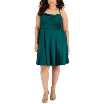 Emerald Sundae | Trendy Plus Size Cowl Neck Fit & Flare Dress 