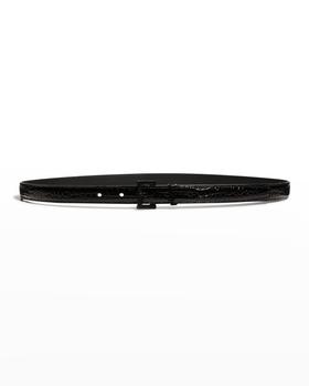 ysl皮带, Yves Saint Laurent | YSL Tonal Croc-Embossed Skinny Belt商品图片 
