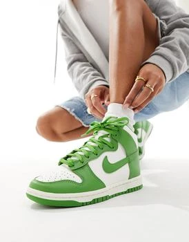 Nike Nike Dunk high trainers in white and chlorophyll green