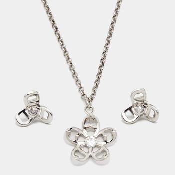 推荐Aigner Crystals Silver Tone Metal Necklace Earring Set商品