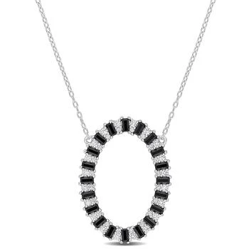 Mimi & Max 2 5/8 CT TGW Black Spinel and Created White Sapphire Oval Necklace in Sterling Silver