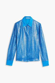Alice + Olivia | Willa satin-trimmed sequined woven shirt商品图片,4.9折