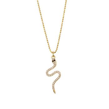 ADORNIA | Adornia Snake Pendant Necklace 14k yellow gold plated silver Swarovski crystal商品图片,3.7折