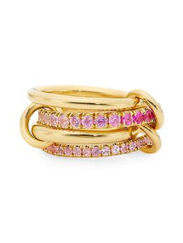 商品Saks Ombré Exclusive 18K Yellow Gold & Pink Sapphire Linked Rings图片