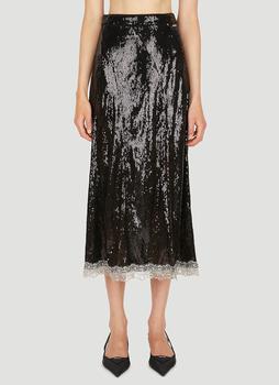 推荐Sequin Mid Length Skirt in Black商品