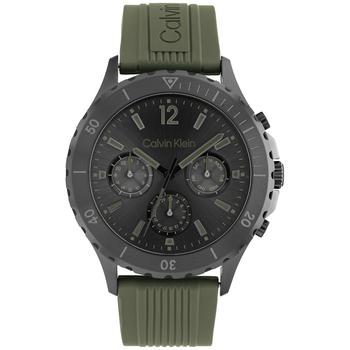 商品Calvin Klein | Green Silicone Strap Watch 44mm,商家Macy's,价格¥980图片