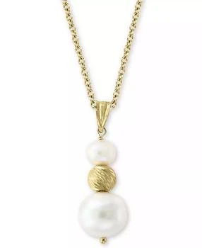 Effy | EFFY® Cultured Freshwater Pearl (5-1/2 & 10mm) 18" Pendant Necklace in 14k Gold,商家Macy's,价格¥2134