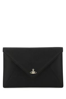 西太后包北京, Vivienne Westwood | Black leather Envelope clutch Black Vivienne Westwood Donna商品图片 