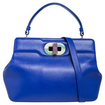 推荐Bvlgari Blue Leather Isabella Rossellini Top Handle Bag商品