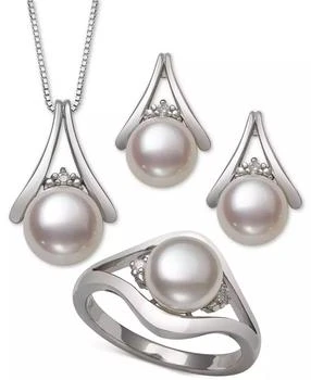 Belle de Mer | 3-Pc. Set Cultured Freshwater Pearl (7 & 8mm) Pendant Necklace, Stud Earrings & Ring in Sterling Silver,商家Macy's,价格¥772