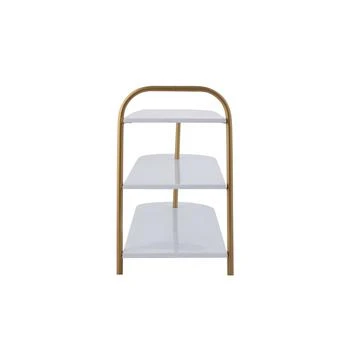 happimess | Modern 24" 9-Pair 3-Tier Iron Curved Decker Shoe Rack, White/Gold,商家Premium Outlets,价格¥2554