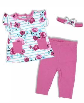 Miss | Baby Girls Pink Floral Top, Legging Pants and Headband, 3 Piece Set,商家Macy's,价格¥199