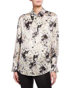 vince真丝, Vince | Painted Crema Shaped Collar Silk Blouse商品图片 满$400减$100, 满减