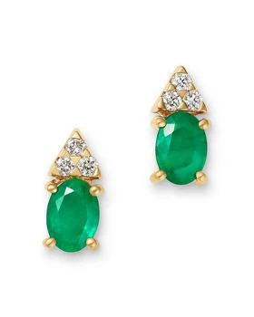 Bloomingdale's Fine Collection | Emerald & Diamond Stud Earrings in 14K Yellow Gold,商家Bloomingdale's,价格¥30152