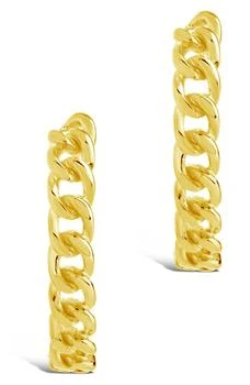 Sterling Forever | 14K Yellow Gold Sterling Silver Curved Curb Link Stud Earrings,商家Nordstrom Rack,价格¥187