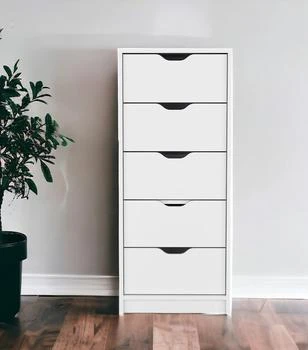 Homezia | 18" White Five Drawer Standard Chest,商家Premium Outlets,价格¥2271