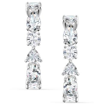 施华洛世奇耳钉评价, Swarovski | Silver-Tone Crystal Curved Drop Earrings商品图片 