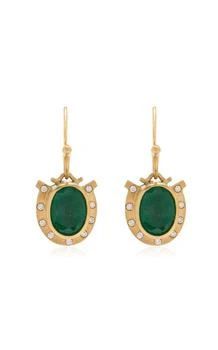 Annette Ferdinandsen | Annette Ferdinandsen - Paloma 18K Gold; Diamond; Emerald Earrings - Green - OS - Moda Operandi - Gifts For Her,商家Fashion US,价格¥20277