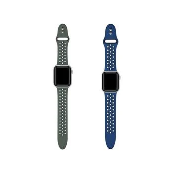 Posh Tech | Breathable Sport 2-Pack Olive Green and Midnight Silicone Bands for Apple Watch, 42mm-44mm,商家Macy's,价格¥225