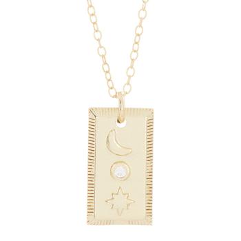 ADORNIA | Adornia Moon and Star Mini Tablet Necklace Gold Vermeil .925 Sterling Silver商品图片,5.2折