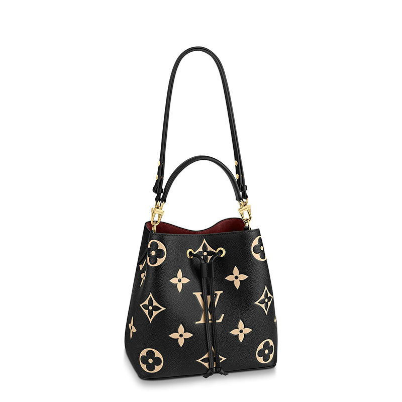 Louis Vuitton | 预售十天 Louis Vuitton/路易威登 经典款NÉONOÉ系列 女士黑色/米白色老花压纹粒面牛皮革金扣配可拆卸肩带单肩斜跨手提水桶包M45497商品图片,7.5折, 包邮包税