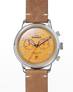 推荐Men's The Traveler Chrono Leather Watch, 42mm商品